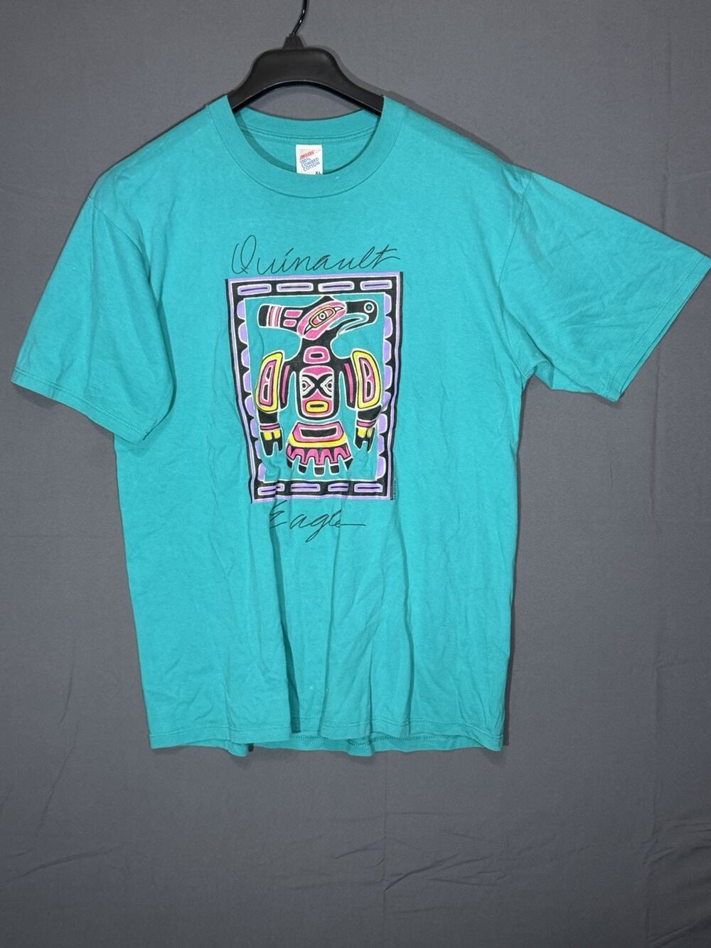Vintage Quinault Eagle Shirt Size XL Blue Jerzees USA 100% Combed Cotton